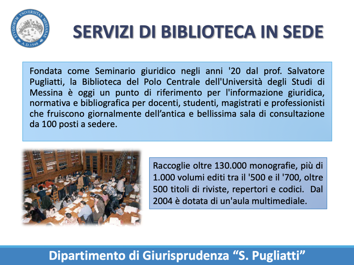 Sedi servizi e strutture del Corso di laurea in Giurisprudenza